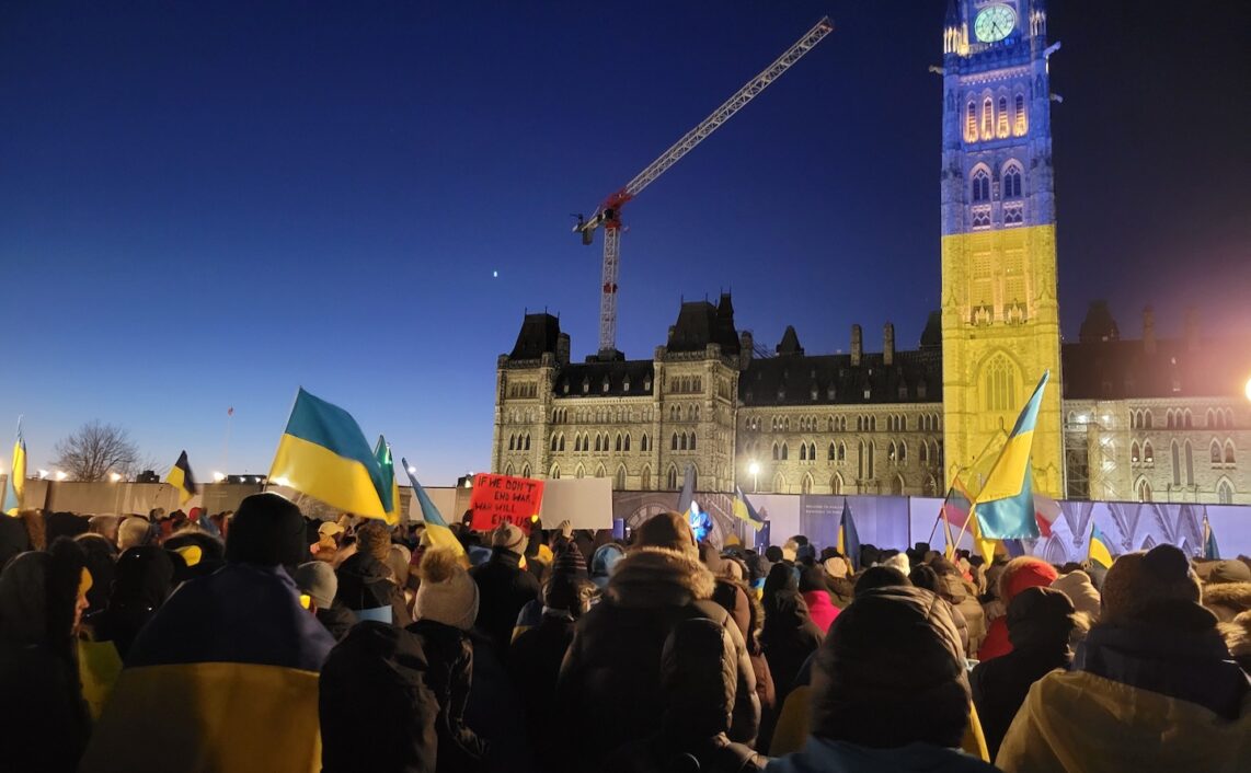 Parliament Hill Ottawa, Vigil marking 1 year since the full scale Russian invasion